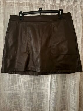 a new day Chocolate Brown Faux Leather Mini Skirt